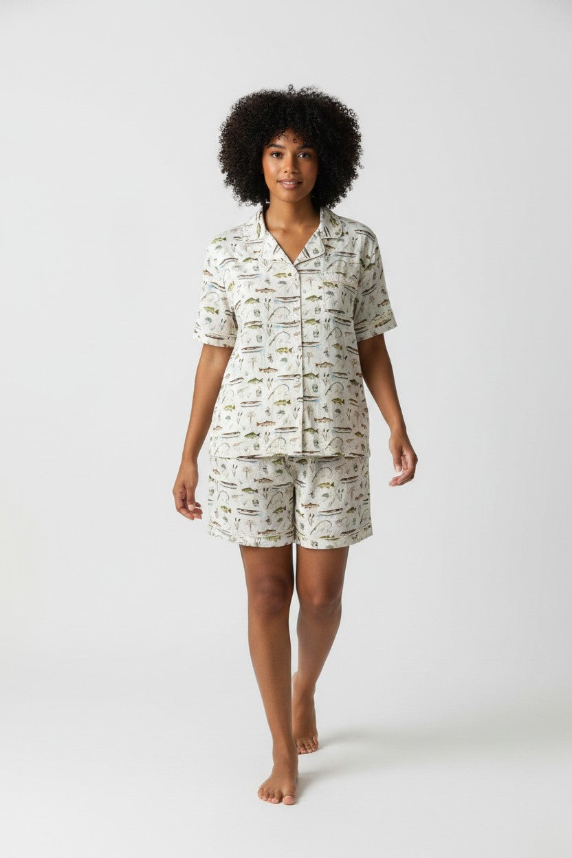 Adult Short Two-Piece Gone Fishing Pajamas (2.0 Style)