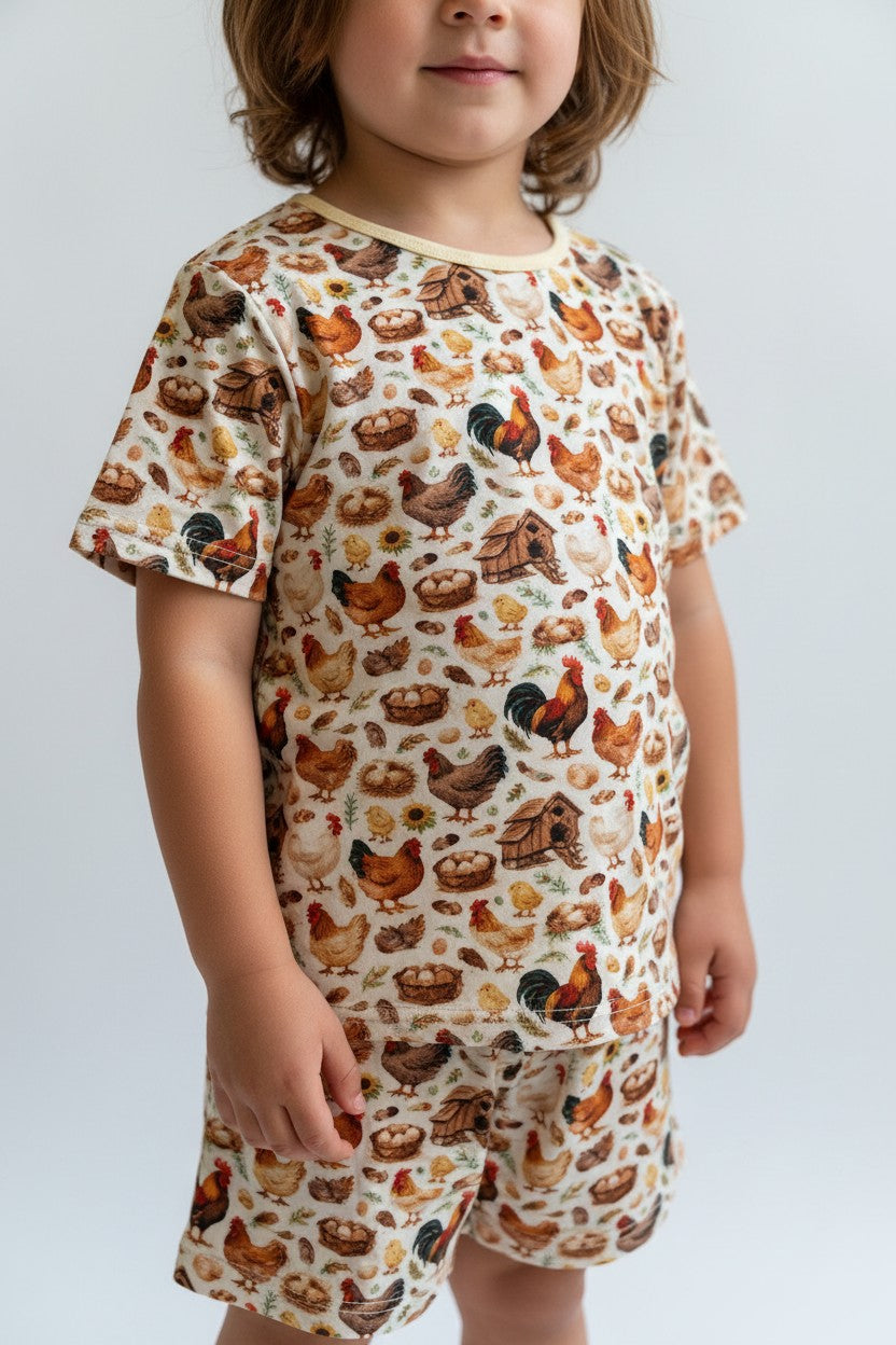 Short Two-Piece Little Hens Pajamas