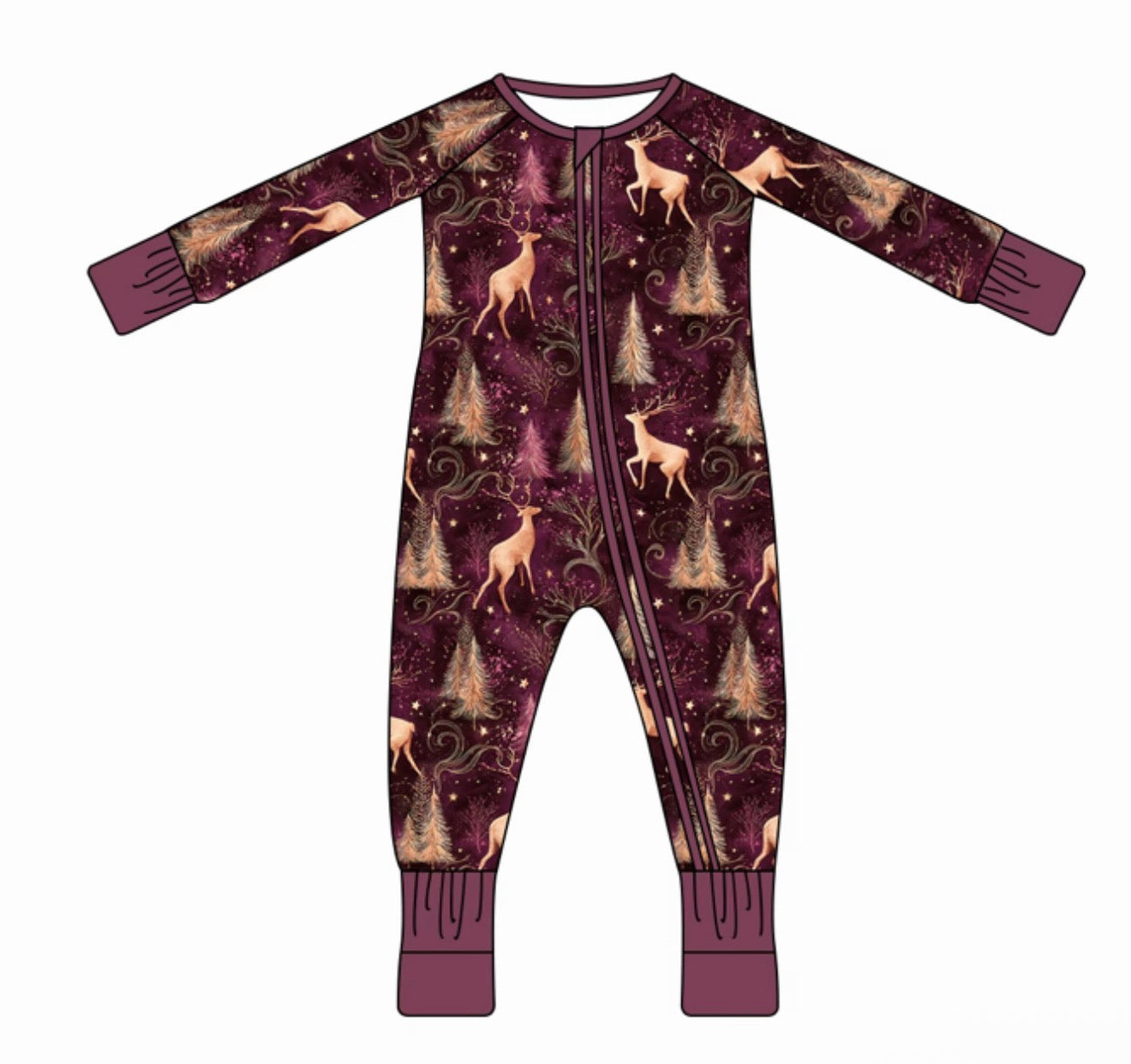 Long Zippy Woodland Reindeer Pajamas **PREORDER**
