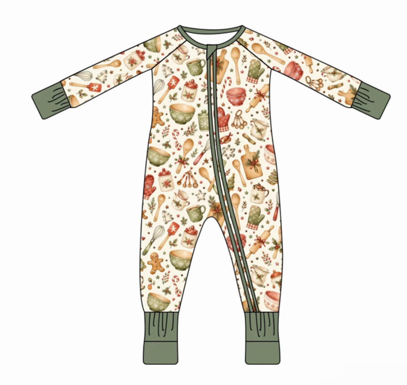 Long Zippy Christmas Baking Pajamas **PREORDER**