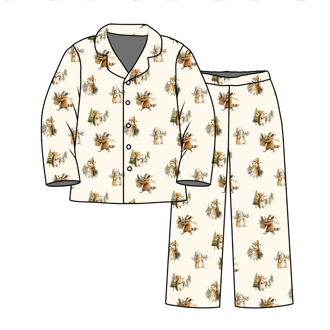 Adult Long Two-Piece Woodland Friends Pajamas