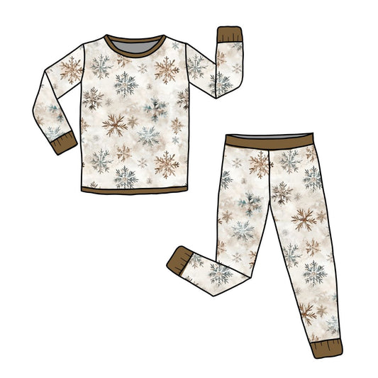 Long Two-Piece Snowflakes Pajamas