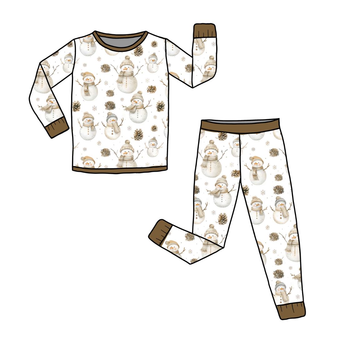 Long Two-Piece Snowmen Pajamas