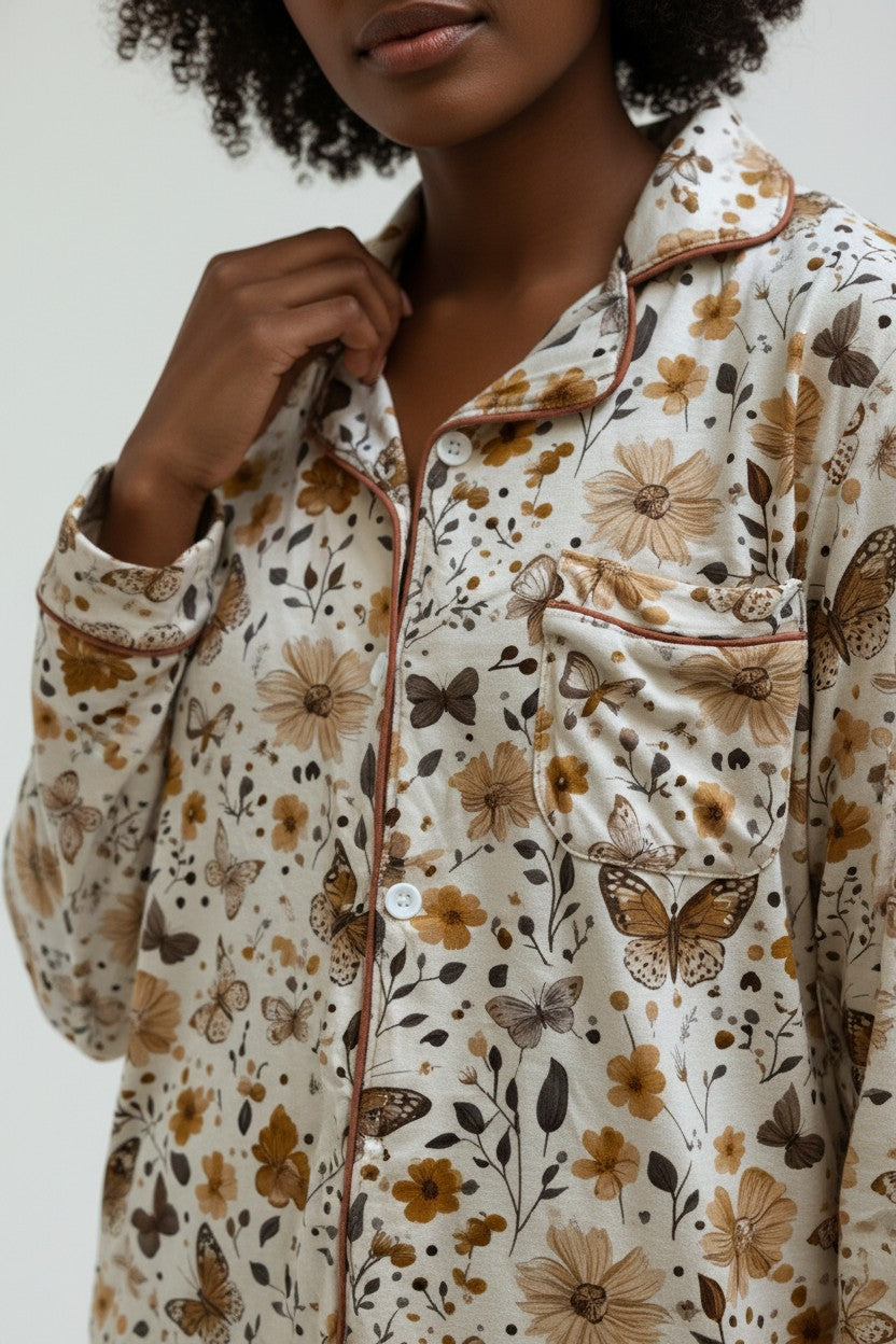 Adult Long Two-Piece Fall Butterflies Pajamas (2.0 Style)