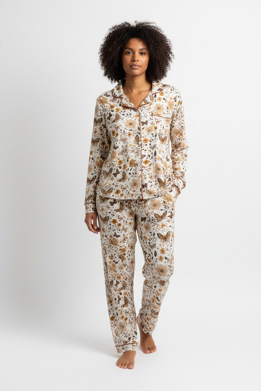 Adult Long Two-Piece Fall Butterflies Pajamas (2.0 Style)