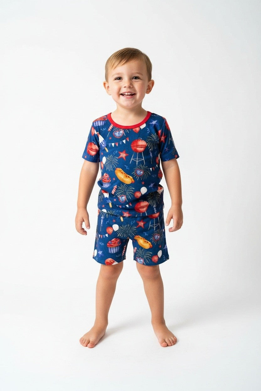 Short Two-Piece Stars, Stripes & Summer Nights Pajamas
