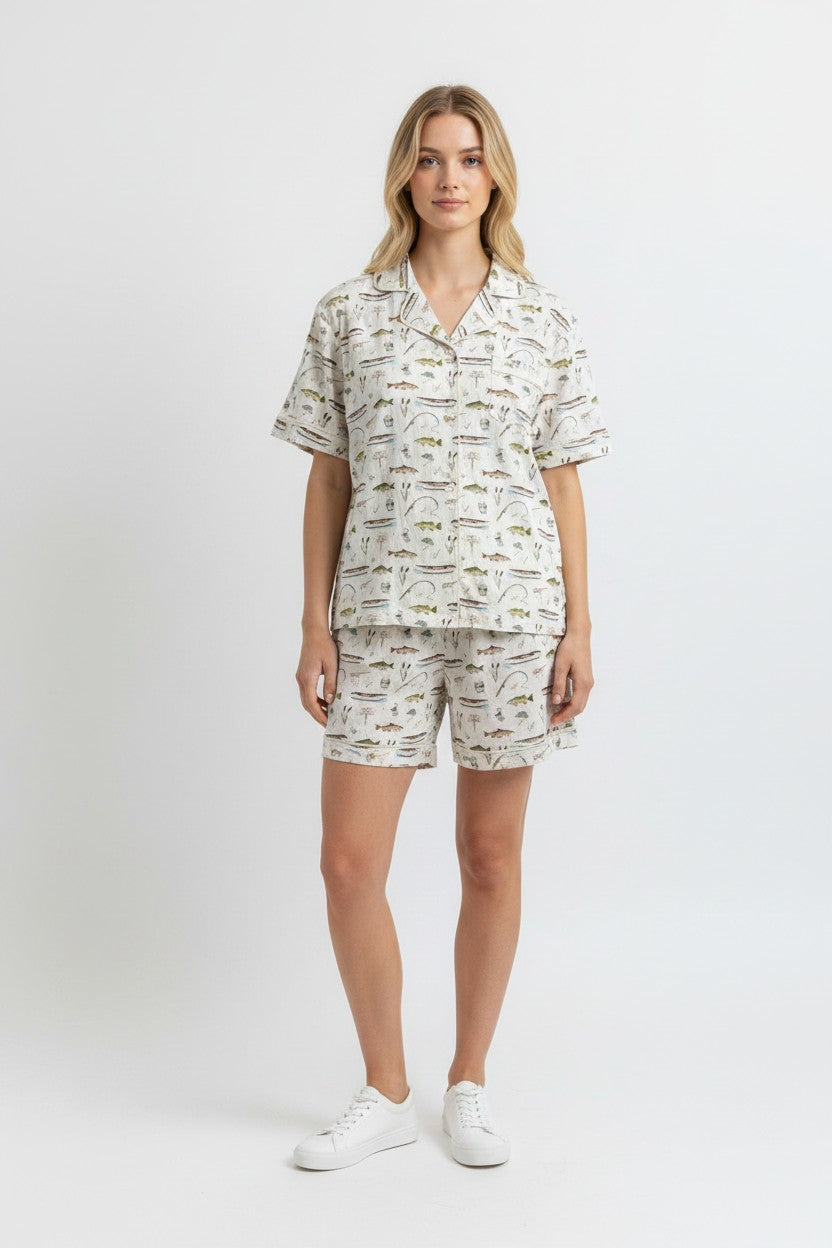 Adult Short Two-Piece Gone Fishing Pajamas (2.0 Style)