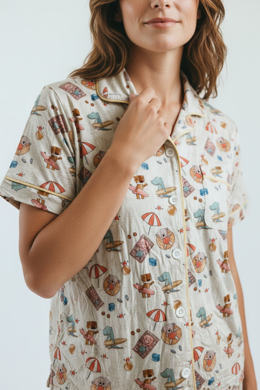 Adult Short Two-Piece Beach Buddies Pajamas (1.0 Style)