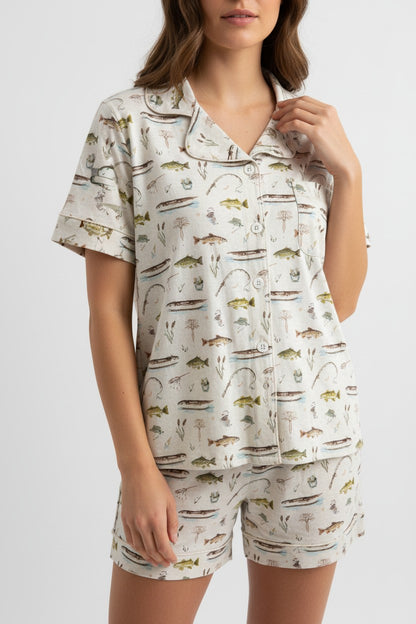 Adult Short Two-Piece Gone Fishing Pajamas (2.0 Style)