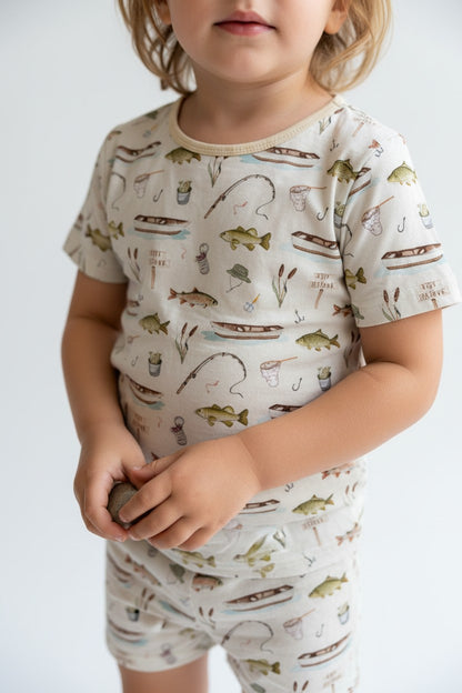 Short Two-Piece Gone Fishing Pajamas