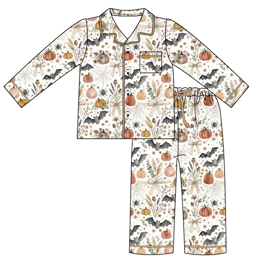 Adult Long Two-Piece Bats & Bows Pajamas (2.0 Style)