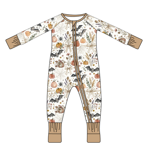 Long Zippy Fall Bats & Bows Pajamas