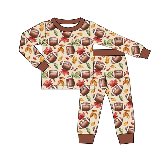 Long Two-Piece Fall Footballs Pajamas