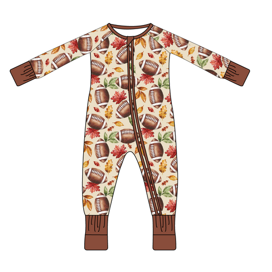 Long Zippy Fall Footballs Pajamas