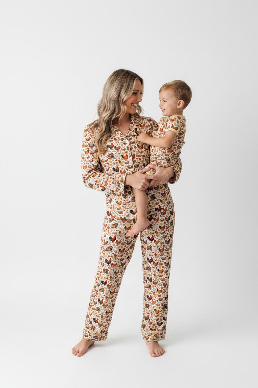 Adult Long Two-Piece Little Hens Pajamas (2.0 Style)