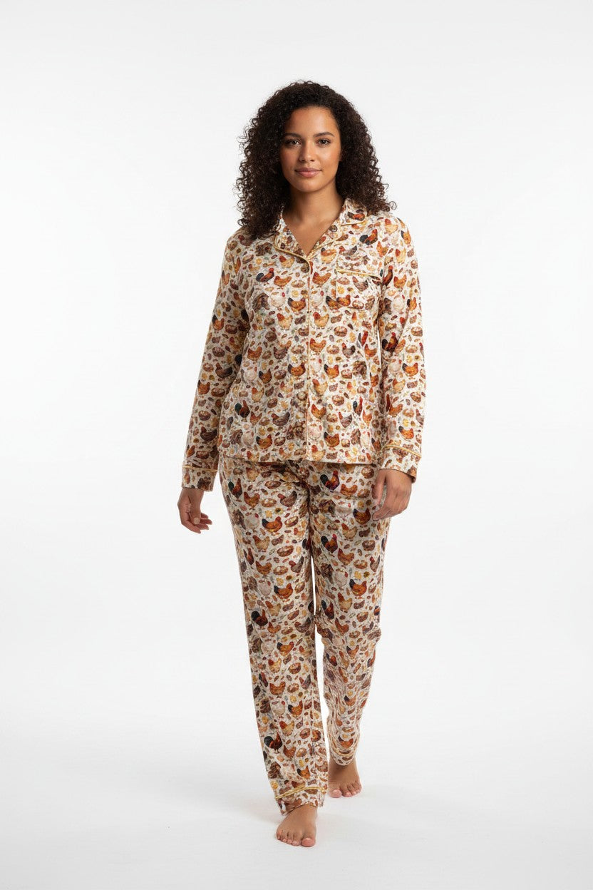 Adult Long Two-Piece Little Hens Pajamas (2.0 Style)