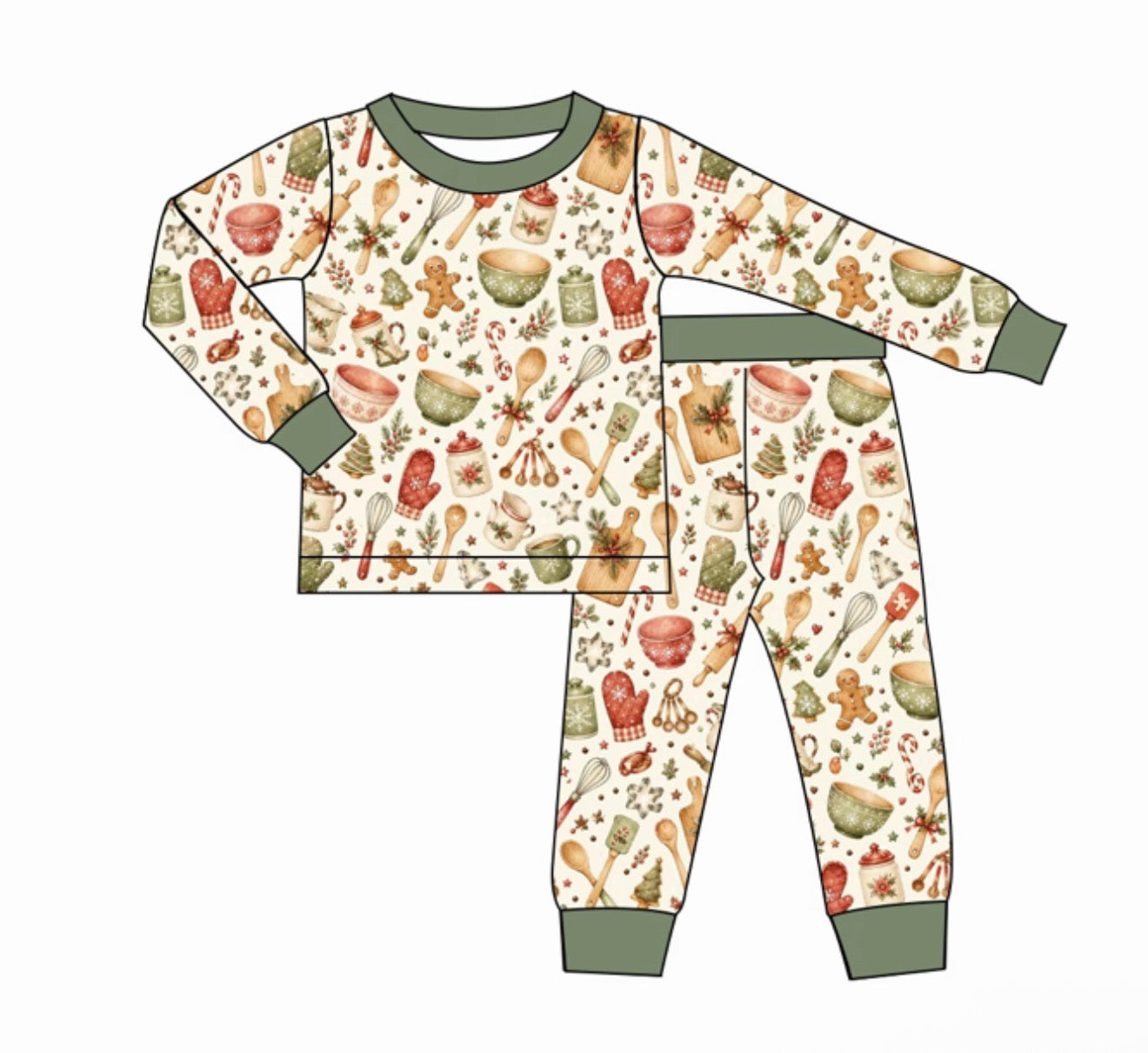 Long Two-Piece Christmas Baking Pajamas **PREORDER**
