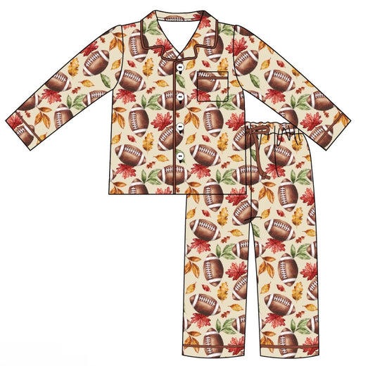 Adult Long Two-Piece Fall Footballs Pajamas (2.0 Style)