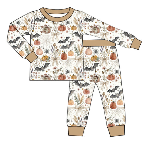 Long Two-Piece Bats & Bows Pajamas