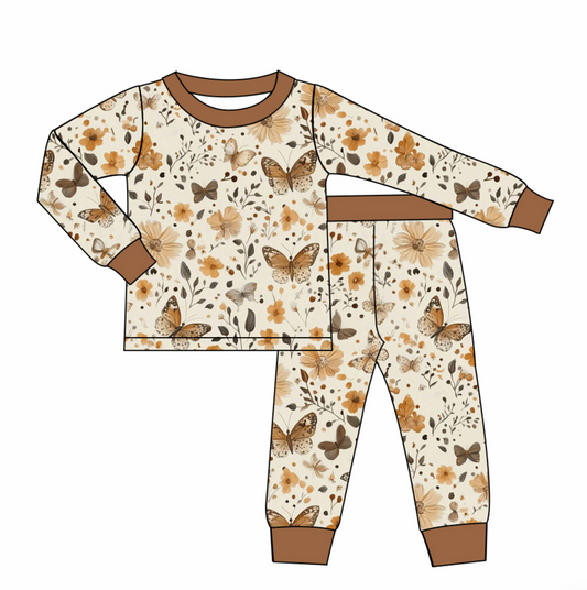 Long Two-Piece Fall Butterflies Pajamas
