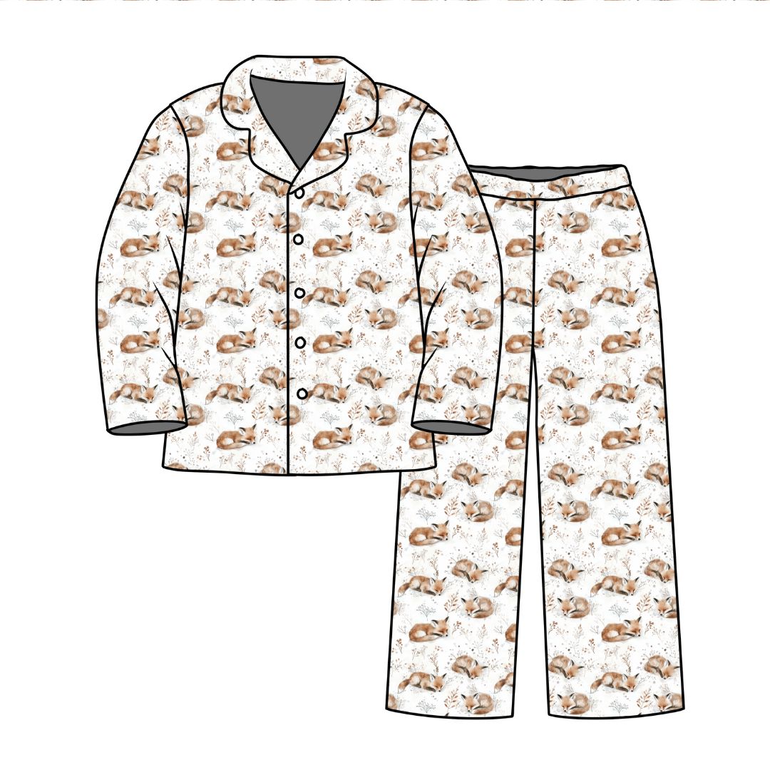 Adult Long Two-Piece Winter Fox Pajamas