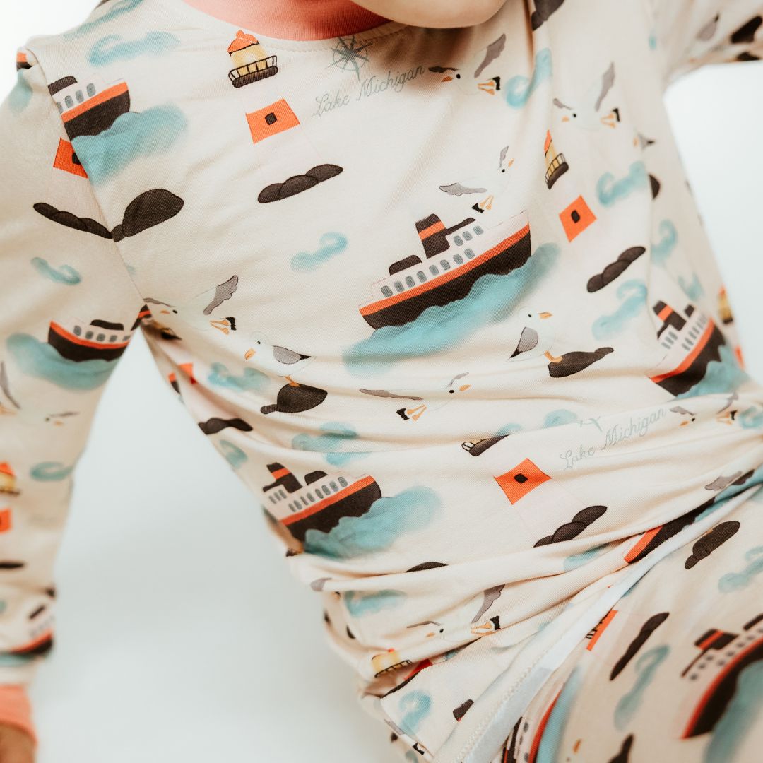 Long Two-Piece Lake Michigan Views Pajamas